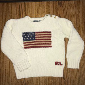Ralph Lauren winter white flag sweater 3T EUC